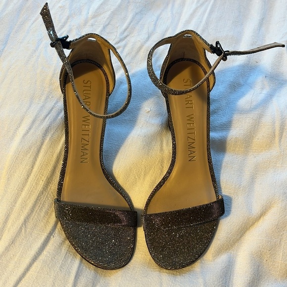 Stuart Weitzman Nudistcurve Glitter Block-Heel Sandals - 6 - Picture 7 of 10